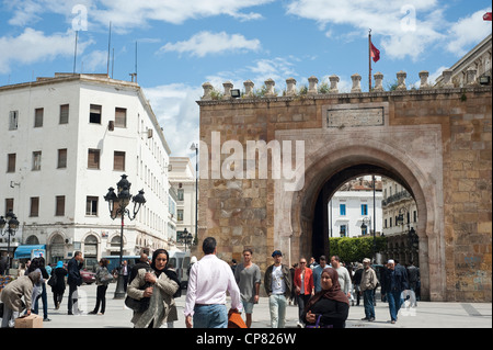 Tunis, Tunesien - Bab el Bahr oder Porte de France Eingangstor zur Altstadt Medina in Tunis Stockfoto