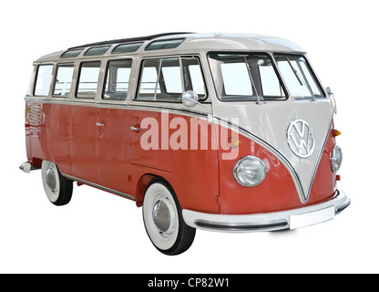 Oldtimer Volkswagen Bus isoliert auf weißem Hintergrund. Stockfoto