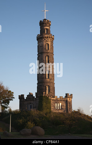 Nelsons Denkmal, Calton Hill, Edinburgh in der Abenddämmerung Stockfoto