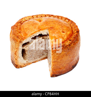 Pork Pie mit Scheibe ausschneiden Stockfoto