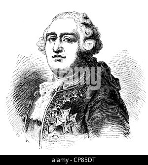 Louis XVI. Augustus von 1754-1793, König von Frankreich und Navarra, französische Revolution, historische Gravuren, 19. Jahrhundert, Stockfoto