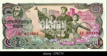 Banknote aus Nord-Korea, 1 gewann 1978 Stockfoto