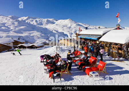 Frankreich, Savoyen, Les Menuires, Restaurant l ' Etoile, Skigebiet in den drei Tälern Des Bellevilles Tal Stockfoto