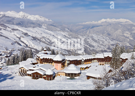 Frankreich, Savoyen, Valmorel, Massif De La Vanoise mit Blick auf die Chaîne De La Lauziere, Tarentaise-Tal Stockfoto