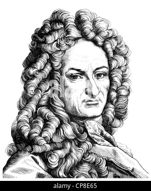 Gottfried Wilhelm Leibniz 1646-1716, ein deutscher Philosoph und Wissenschaftler, Mathematiker, Diplomat, Physiker, Historiker, polit Stockfoto