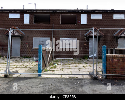 England, Salford, untere Broughton, 80er Jahre Rat Gehäuse zum Abriss bereit Stockfoto