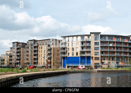 Neue Wohnsiedlung in der Nähe Fluss Lee, Leyton, London, UK Stockfoto