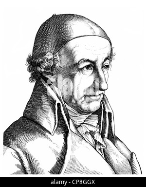 Christoph Martin Wieland, 1733-1813, deutscher Dichter, Übersetzer und Schriftsteller der Aufklärung, Historische Zeichnung aus dem Stockfoto