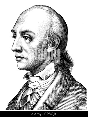 Johann Heinrich Voss 1751-1826, ein deutscher Dichter und Übersetzer, Historische Zeichnung aus Dem 19. Halbmonatsschrift, Porträt von Joh Stockfoto