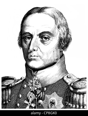 Friedrich Wilhelm Freiherr von Buelow, Graf von Dennewitz, 1755-1816, eines preußischen Generals, Historische Zeichnung aus Dem 19. Ja Stockfoto