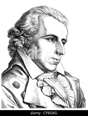 Johann Christoph Friedrich von Schiller, 1759-1805, deutscher Dichter, Philosoph und Historiker, Historische Zeichnung aus Dem 19. Stockfoto