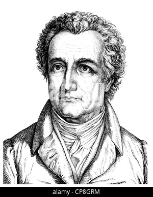 Johann Wolfgang von Goethe, 1749-1832, deutscher Dichter, Historische Zeichnung aus Dem 19. Halbmonatsschrift, Porträt von Johann verkleidest Stockfoto