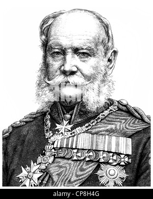 Wilhelm i. 1797-1888, deutscher Kaiser aus dem Haus Hohenzollern, Historische Zeichnung aus Dem 19. Halbmonatsschrift, Portrait v Stockfoto