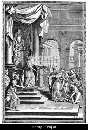 Szene von Esther, 1689, von Jean Baptiste Racine, 1639-1699, ein Autor der französischen Klassik, Historische Druck aus Dem 19. Jahrh Stockfoto