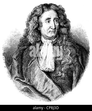 Jean De La Fontaine, 1621-1695, ein französischer Schriftsteller, Historische Druck aus Dem 19. Halbmonatsschrift, Portrait von Jean De La Fontaine, Stockfoto