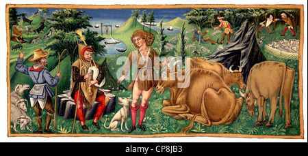 Historische Darstellung aus dem 19. Jahrhundert, die Hirten von Arkadien von Jacopo Sannazaro, 1458-1530, ein Dichter der Renaissan Stockfoto