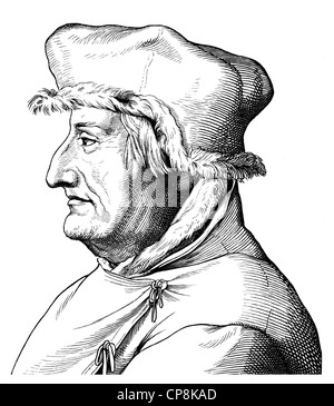 Nikolaus Kopernikus oder Nicolaus Copernicus, 1473-1543, Rechtsanwalt, Arzt, Mathematiker und Astronom, Historische Zeichnung aus Stockfoto