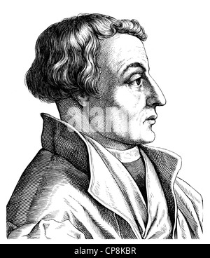 Martin Bucer oder Butzer, 1491-1551, ein Theologe der Reformation und der Reformator von Straßburg und Elsass, Historische Zeic Stockfoto