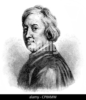 John Dryden, 1631-1700, ein englischer Dichter, Literaturkritiker und Dramatiker, Historische Zeichnung aus Dem 19. Halbmonatsschrift, Portra Stockfoto