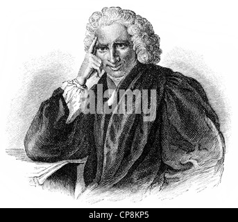 Laurence Sterne 1713-1768, ein englischer Schriftsteller der Aufklärung, Historische Zeichnung aus Dem 19. Halbmonatsschrift, Portrait vo Stockfoto