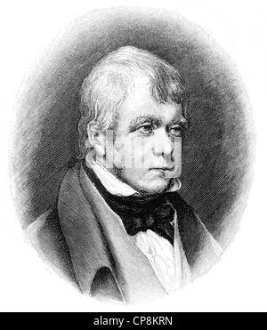 Sir Walter Scott, 1. Baronet von Abbotsford, 1771-1832, ein schottischer Dichter und Schriftsteller, Historische Zeichnung aus Dem 19. Jahrhund Stockfoto