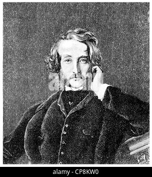 Edward George Earle Lytton Bulwer, 1803-1873, ein englischer Politiker, Dichter und Dramatiker, Historische Zeichnung aus dem Stockfoto