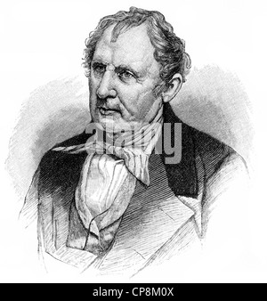 James Fenimore Cooper, 1789-1851, ein amerikanischer Schriftsteller der Romantik, Autor von The Lederstrumpf-Erzählungen, Historische Zeichnung au Stockfoto