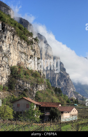 Wolken in den Dolomiten bei Mezzocorona, Region Trentino-Südtirol, Italien. Stockfoto