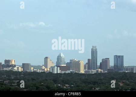 Die Austin-Skyline von Mount Bonnell betrachtet. Austin, Texas Stockfoto