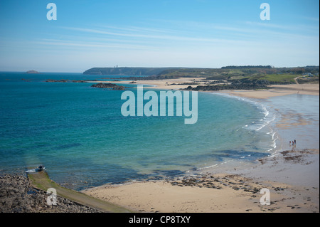 Blick auf die Plage de l ' Anse du Croc in der Nähe von Cap Fréhel auf der nördlichen Küste der Bretagne, Frankreich Stockfoto