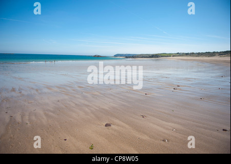 Die plage de Longchamp in Saint-Lunaire, einem Badeort zwischen St-Briac und Saint-Malo an der Nordküste der Bretagne Stockfoto