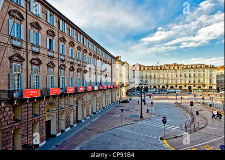 Europa Italien Piemont Turin Piazza Castello Teatro Regio Stockfoto