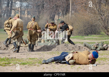 Zweiten Weltkriegs Sowjetsoldaten, russischer Soldat, historische Rekonstruktion Stockfoto