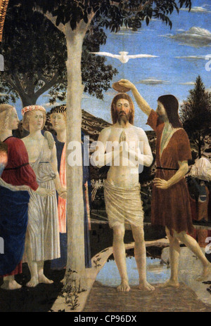 Piero (c.1420-1492). Italienischer Maler. Die Taufe Christi (ca. 1450). Detail. Tempera auf Verkleidung. Stockfoto