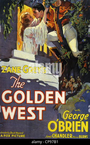 Das GOLDEN WEST-Plakat für 1932 film Fox mit George O'Brien und Janet Chandler Stockfoto