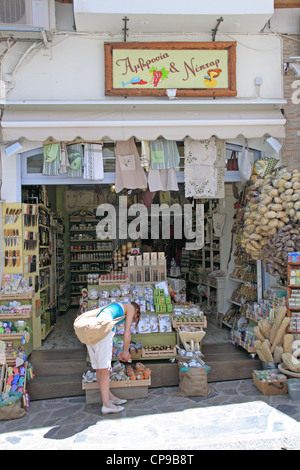 28. Oktober Straße, Agios Nikolaos, Golf von Mirabello, Lassithi, Ost Kreta, Griechenland, Mittelmeer, Europa Stockfoto