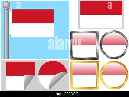 Flag Set Indonesien Stockfoto