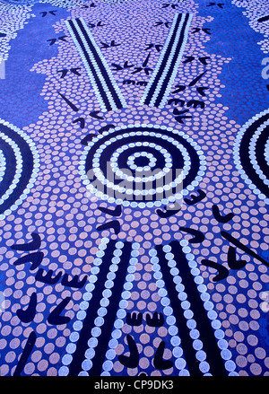 Detail der Aborigines Wandbild, Alice Springs, Australien Stockfoto