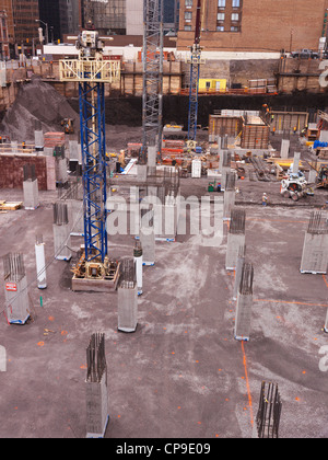 Baustelle, Gebäude Fundamentwanne. Ottawa, Ontario, Kanada. Stockfoto