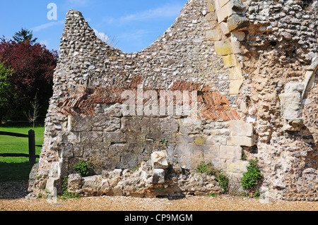 Teil des Gästehauses. Skelettteile Priory.Use Fliesen oder Steinen im Kamin. Stockfoto