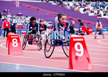 Sportler bei Visa London Disability Athletics Herausforderung im Olympiastadion am 8. Mai 2012 in London. Stockfoto