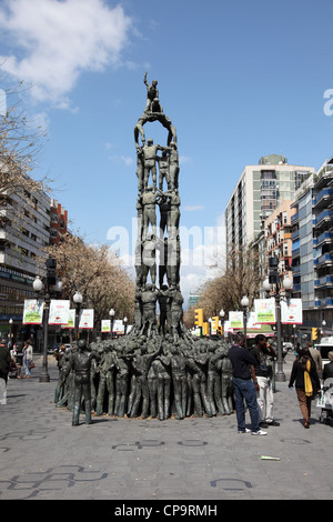 Castellers-Denkmal in der Stadt Tarragona, Katalonien, Spanien. Stockfoto