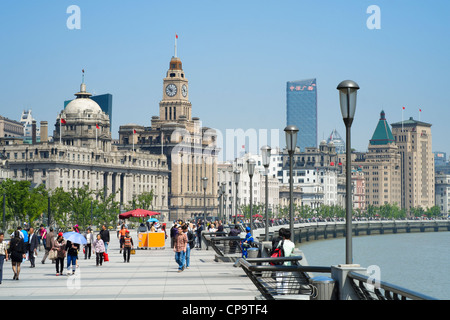 Historischen Gebäude entlang der Uferpromenade Bund in Shanghai China Stockfoto