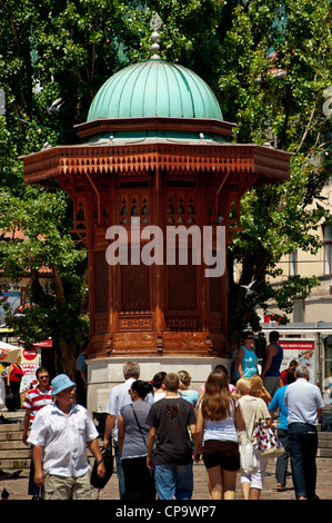 Sebilj Brunnen, Taube-Quadrat, Baščaršija, Sarajevo.Bosnia - Herzegowina. Balkan. Europa. Stockfoto