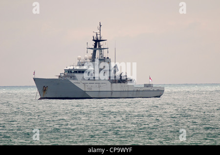 HMS Mersey ankerte in Mounts Bay, Penzance Stockfoto