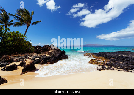 Paradies gefunden bei Secret Beach, Makena, Maui, Hawaii. Stockfoto