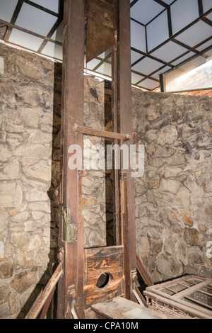 Eine Guillotine in War Remnants Museum, Ho Chi Minh Stadt (Saigon), Vietnam Stockfoto