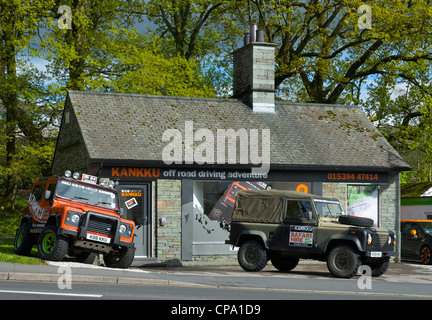 Büro des Kankku, eine Firma, die Off-Road-Fahrausbildung in den Lake District, Windermere, Cumbria UK bietet Stockfoto