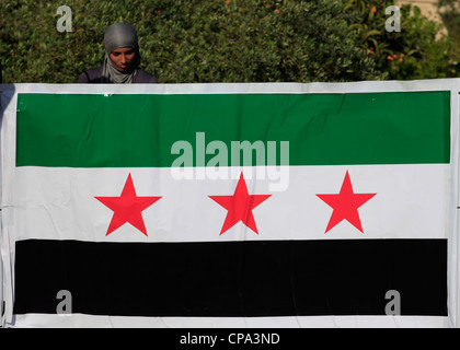 Israelische Araber, die Teilnahme an einer Solidarität mit dem syrischen Aufstands in den nördlichen arabischen israelischen Dorf von Kafr Qara Rallye Stockfoto