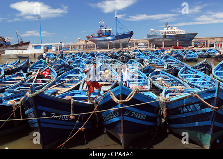 Boote im Hafen Essaouira in Marokko Stockfoto